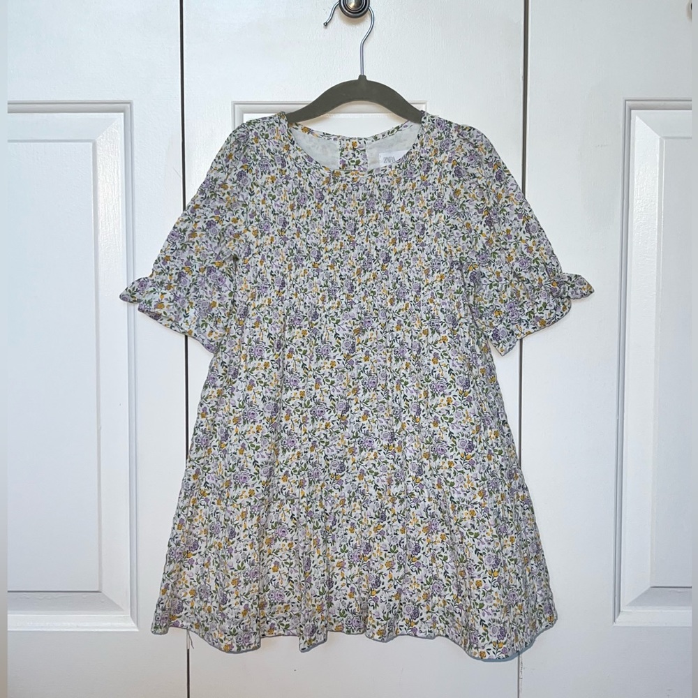 Zara Smocked Floral Printed Dress Size 4-5T
